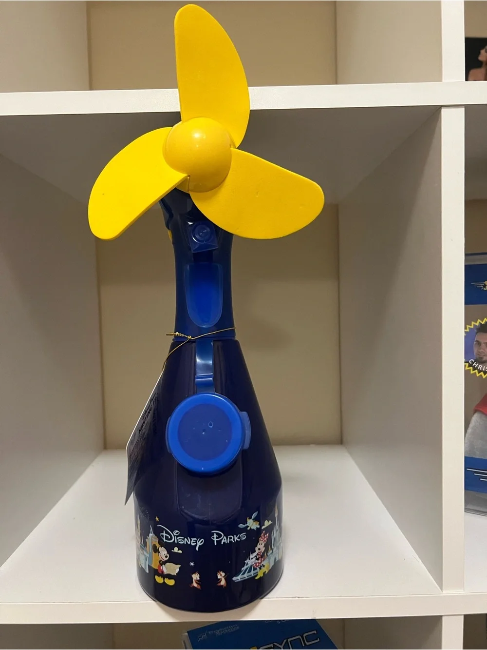 Disney Navy Blue Handheld Fan with Yellow Blades